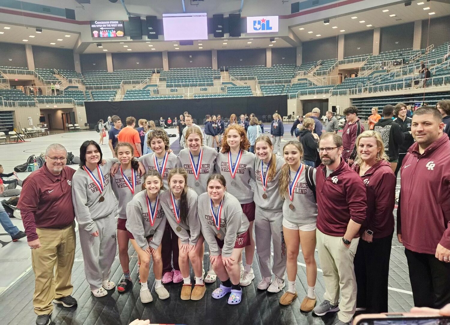 The Cinco Ranch girls finished second at the District 9-6A meet at the Merrell Center.
